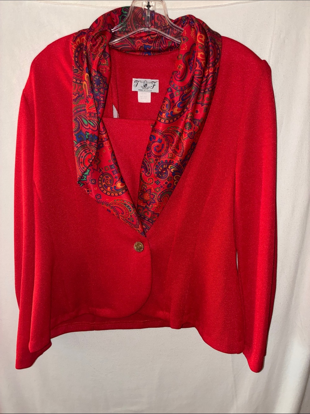 Red Paisley-Trim Women's Jacket